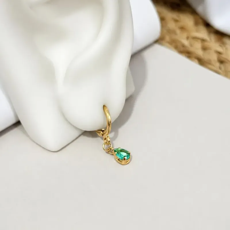 BRINCO ARGOLA CLICK GOTA TURMALINA