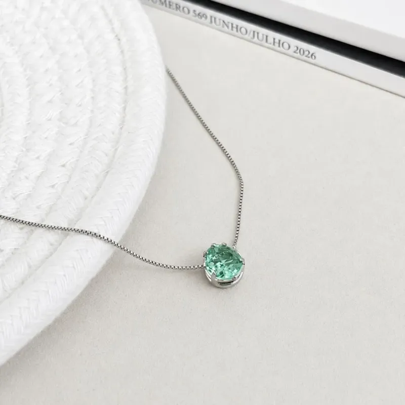 COLAR PINGENTE DE GOTA VERDE MENTA