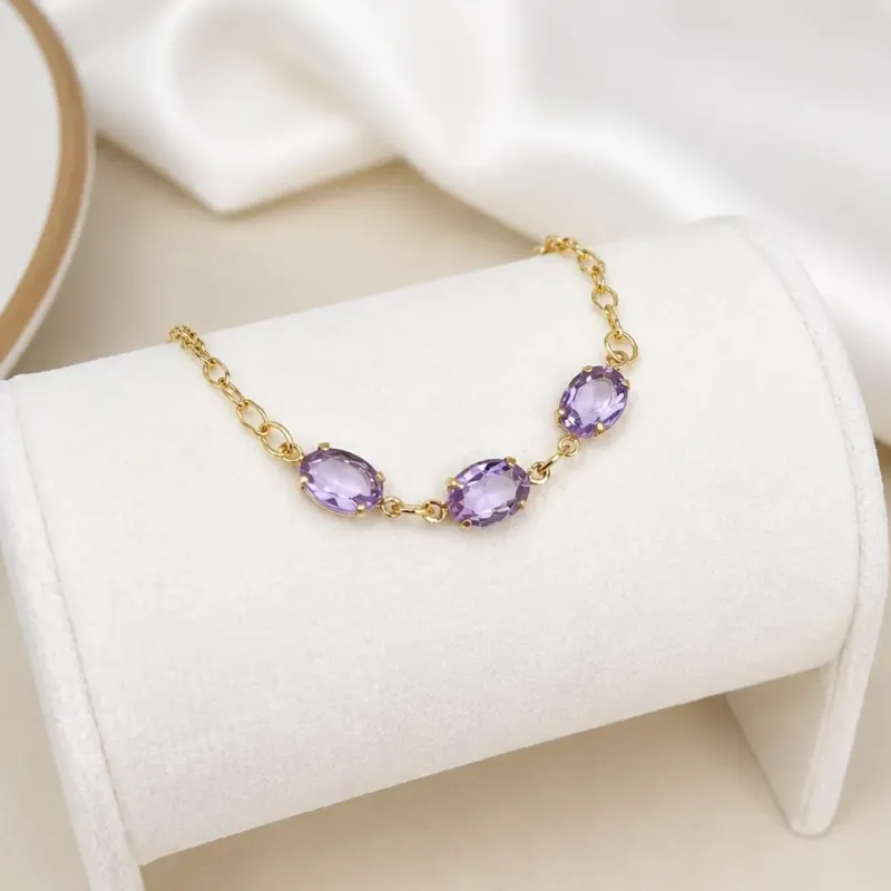 PULSEIRA 3 PEDRAS OVAIS - LAVANDA