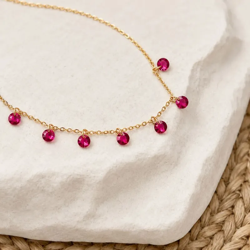 COLAR CHOKER ZIRCONIAS RUBI