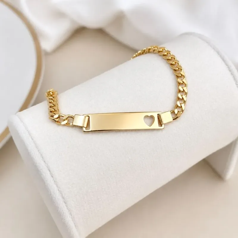PULSEIRA INFANTIL PLACA COM CORAÇÃO VAZADO