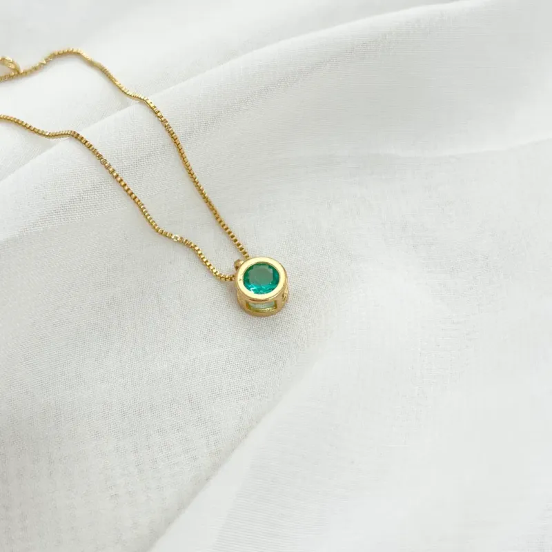 COLAR VENEZIANA 45CM PINGENTE PEDRA REDONDA TURMALINA CRAVAÇÃO INGLESA COLAR VENEZIANA 45CM PINGENTE PEDRA REDONDA TURMALINA CRAVAÇÃO INGLESA