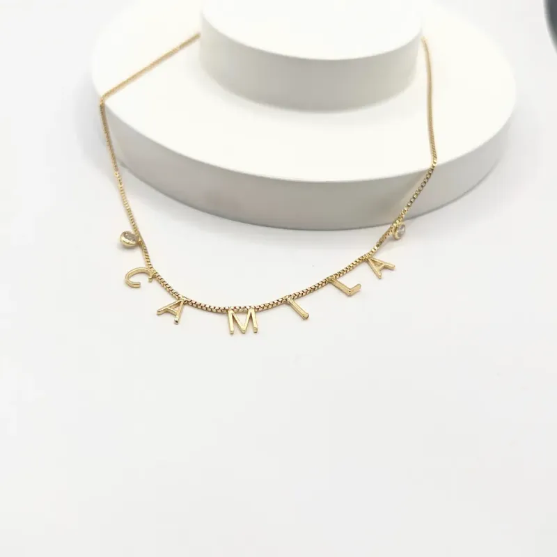 COLAR NOME PERSONALIZADO 6 LETRAS E ZIRCONIAS NAS PONTAS - CAMILA COLAR NOME PERSONALIZADO 6 LETRAS E ZIRCONIAS NAS PONTAS - CAMILA