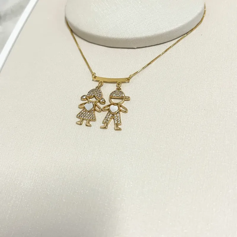 COLAR CANGA 2 FILHOS CRAVEJADOS  COM CORAÇÃO DE MADRE PÉROLA - CASAL COLAR CANGA 2 FILHOS CRAVEJADOS  COM CORAÇÃO DE MADRE PÉROLA - CASAL