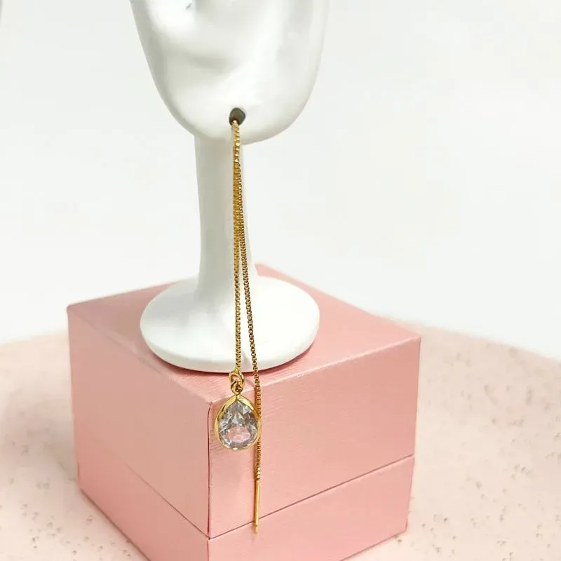 BRINCO FIO COM ZIRCONIA GOTA NA PONTA BRINCO FIO COM ZIRCONIA GOTA NA PONTA