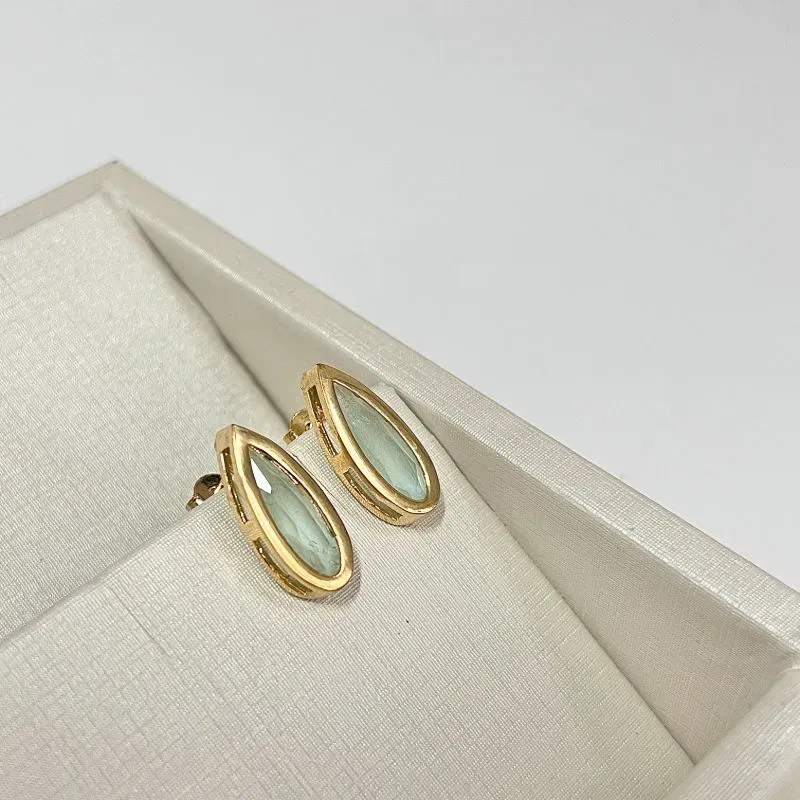 BRINCO PEDRA GOTA ALONGADA - VERDE ÁGUA BRINCO PEDRA GOTA ALONGADA - VERDE ÁGUA