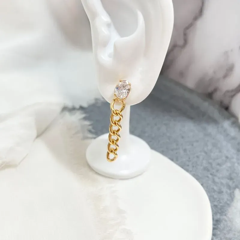 BRINCO PEDRA OVAL E CORRENTE DE ELOS BRINCO PEDRA OVAL E CORRENTE DE ELOS