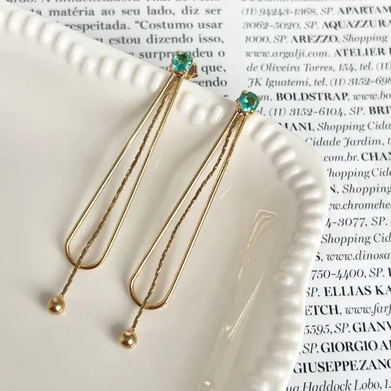 BRINCO PÊNDULO COM PEDRA TURMALINA BRINCO PÊNDULO COM PEDRA TURMALINA