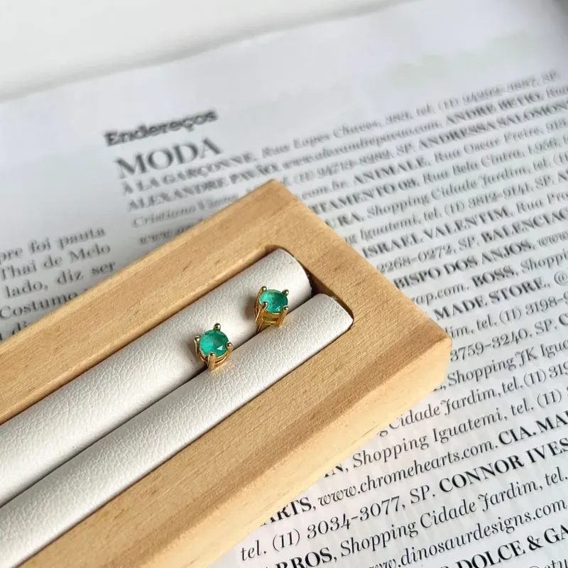 BRINCO PONTO DE LUZ TURMALINA LEITOSA 4MM BRINCO PONTO DE LUZ TURMALINA LEITOSA 4MM