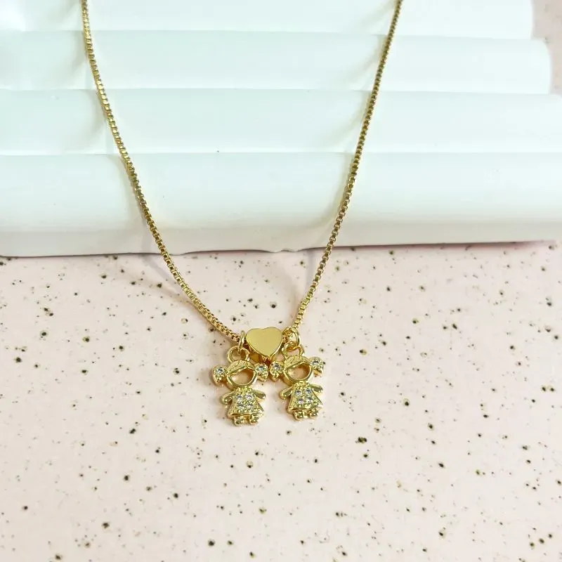 COLAR 2 MENINAS COM SEPARADOR DE CORAÇÃO COLAR 2 MENINAS COM SEPARADOR DE CORAÇÃO