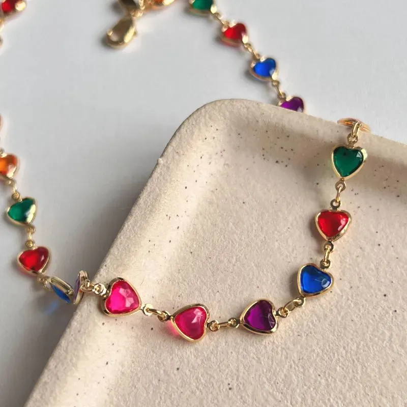 COLAR CHOKER CORAÇÕES 7MM COLORIDOS COLAR CHOKER CORAÇÕES 7MM COLORIDOS