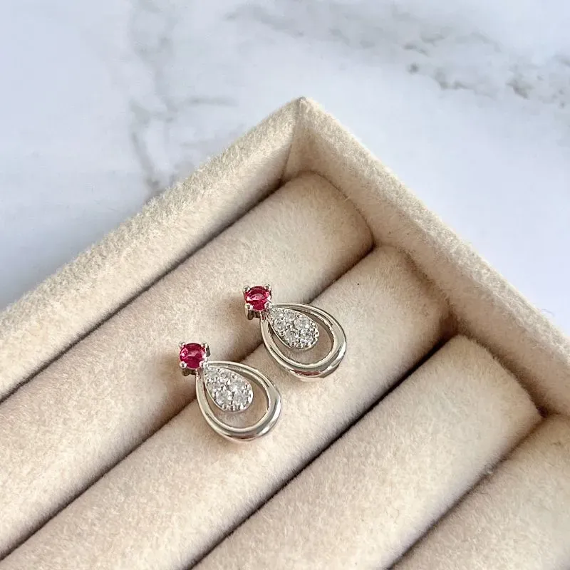 BRINCO PONTO DE LUZ VERMELHO E GOTA CRAVEJADA BRINCO PONTO DE LUZ VERMELHO E GOTA CRAVEJADA