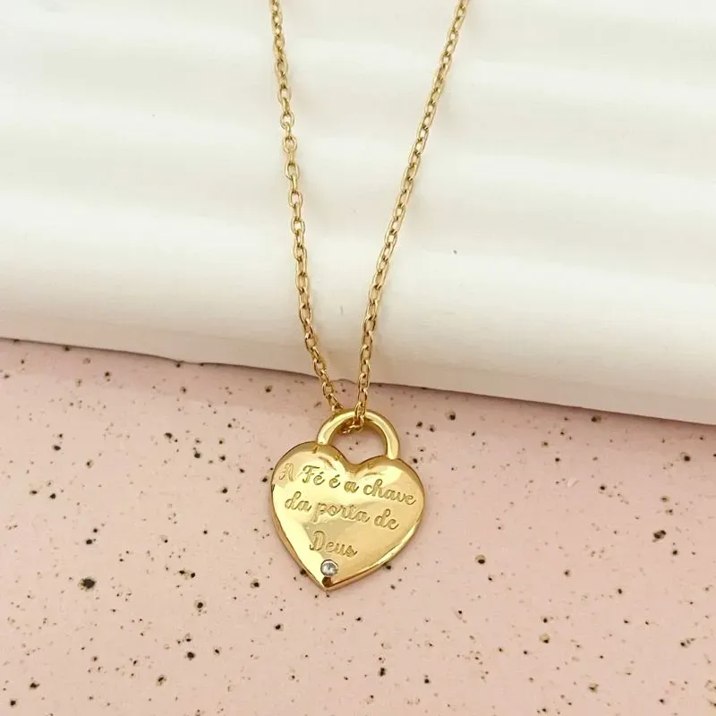 COLAR CORAÇÃO  - A FÉ É A CHAVE DA PORTA DE DEUS COLAR CORAÇÃO  - A FÉ É A CHAVE DA PORTA DE DEUS