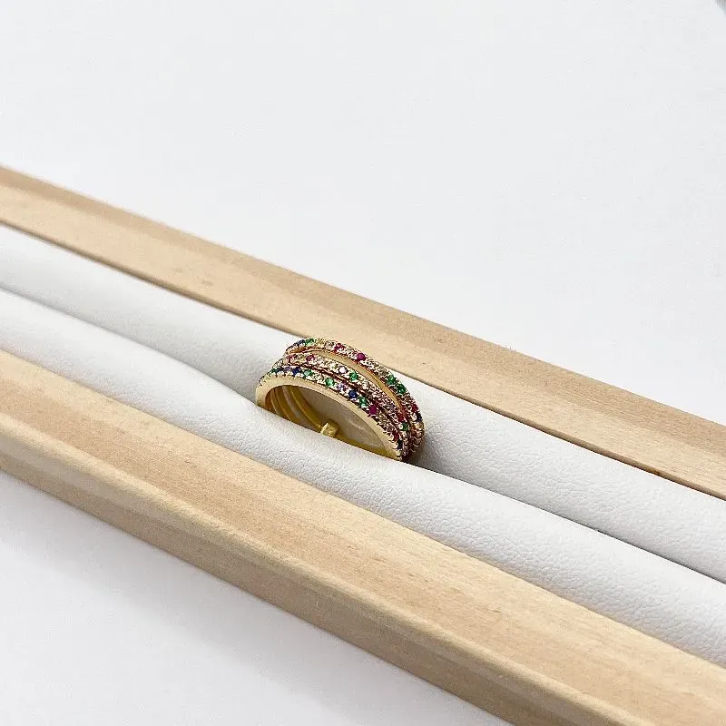 ANEL 3 AROS CRAVEJADOS COLORIDOS ANEL 3 AROS CRAVEJADOS COLORIDOS