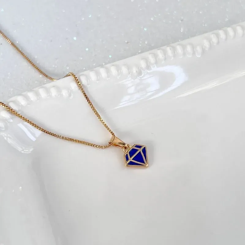 COLAR DIAMANTE RESINADO AZUL COLAR DIAMANTE RESINADO AZUL