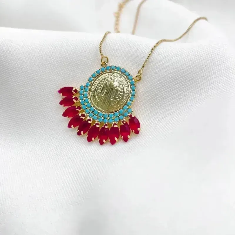 COLAR SÃO BENTO COM PEDRARIA 45CM + 5CM EXTENSOR COLAR SÃO BENTO COM PEDRARIA 45CM + 5CM EXTENSOR