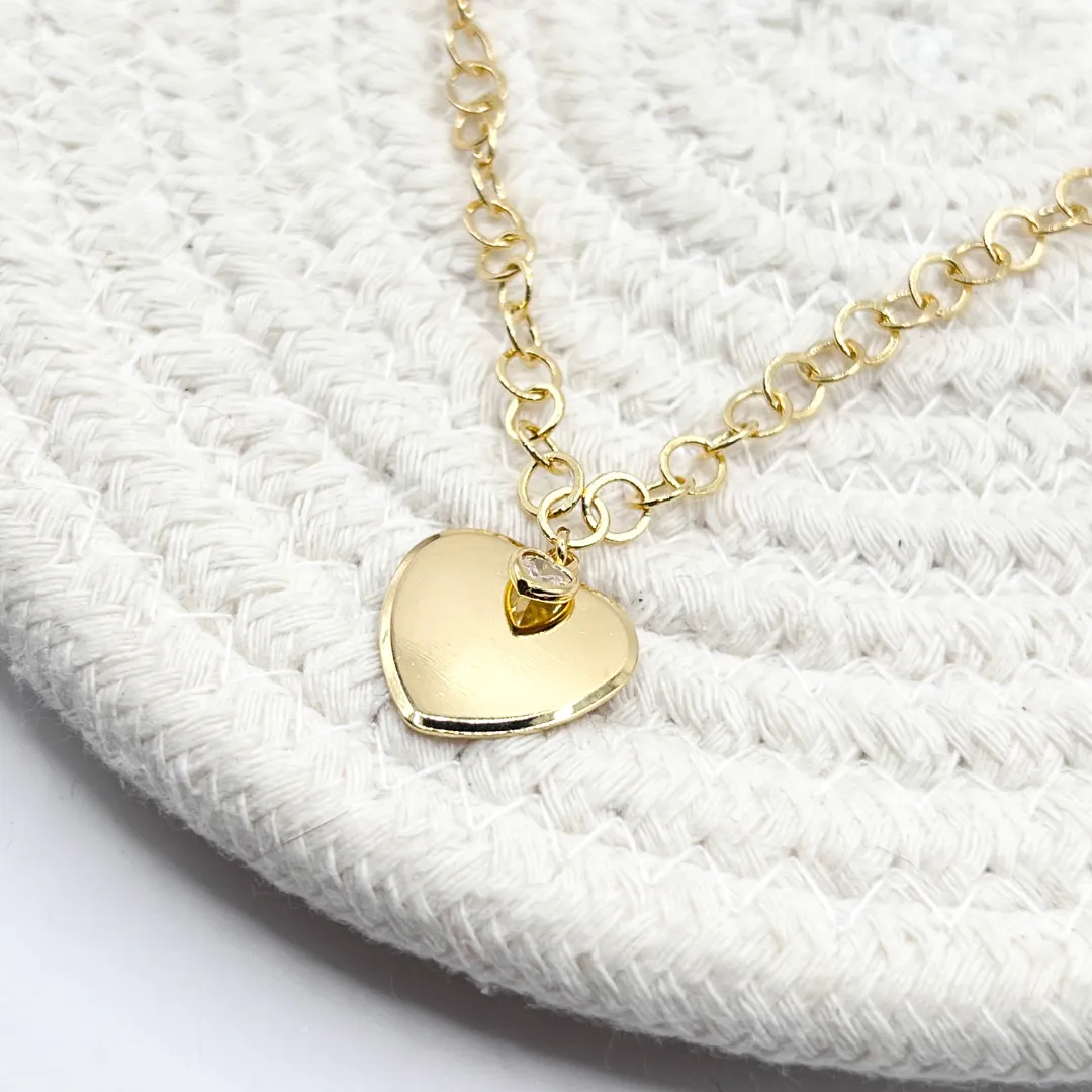 PULSEIRA ELOS COM 2 PINGENTES DE CORAÇÃO