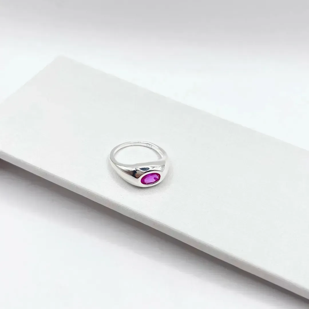 ANEL PRATA925 PEDRA OVAL PINK