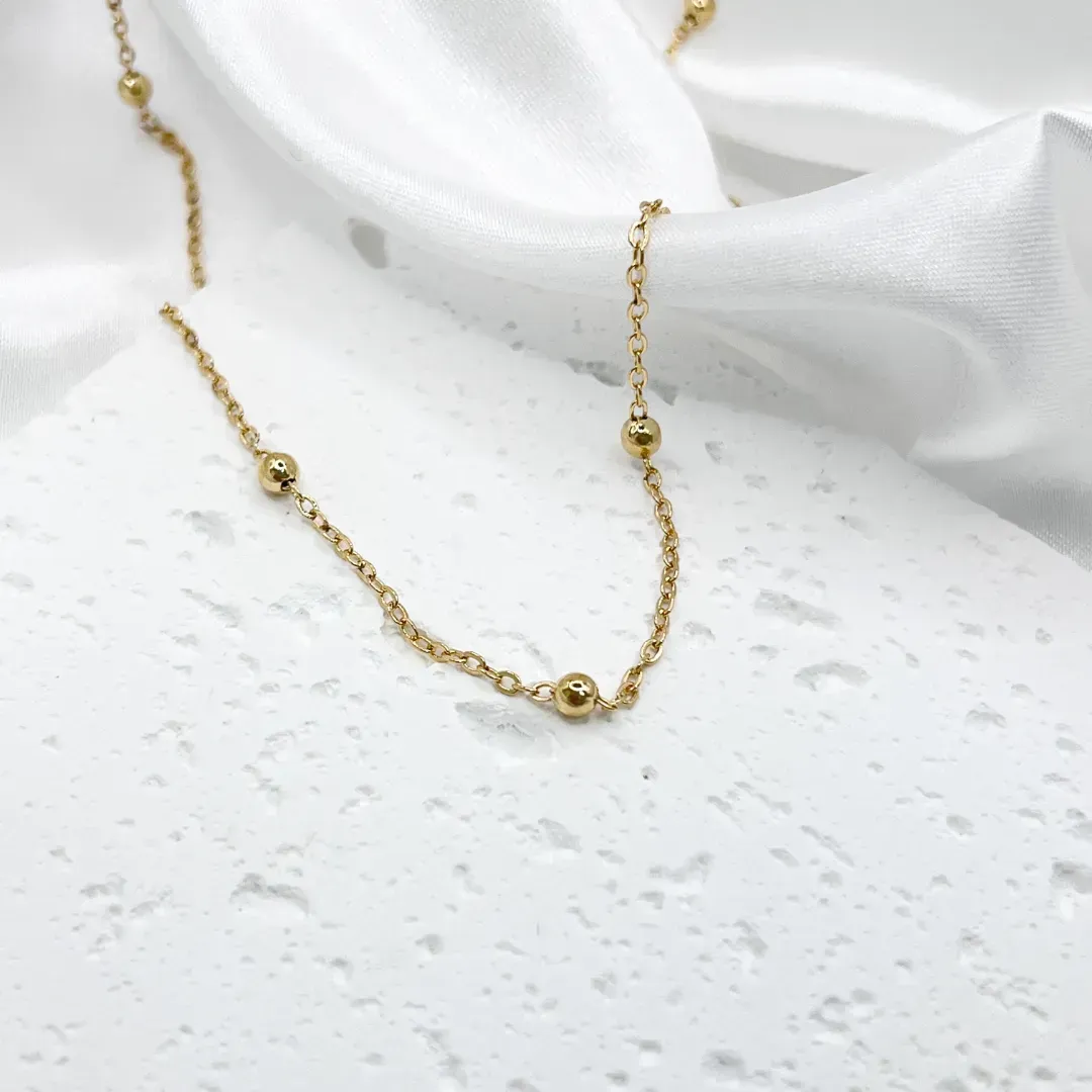 COLAR CHOKER DE BOLINHAS 3,5MM COM 35CM+5CM EXTENSOR