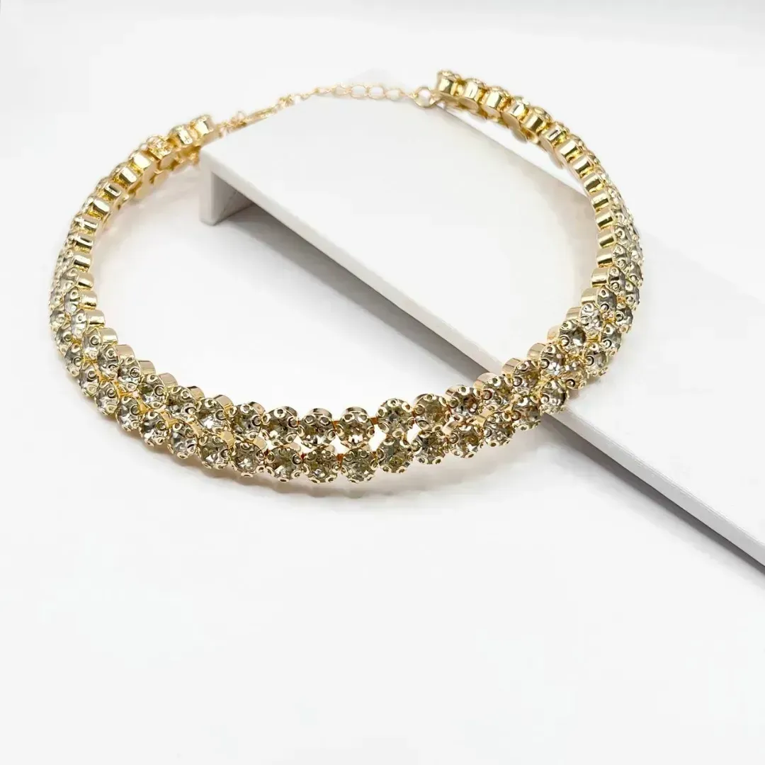 COLAR CHOKER STRASS DUPLA