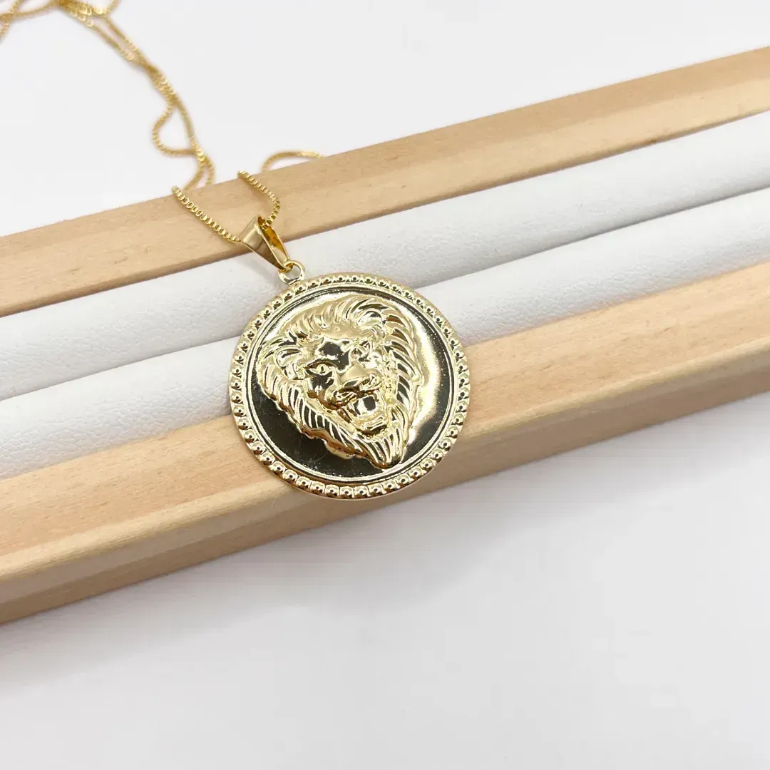 COLAR MEDALHA LEÃO 2,5CM