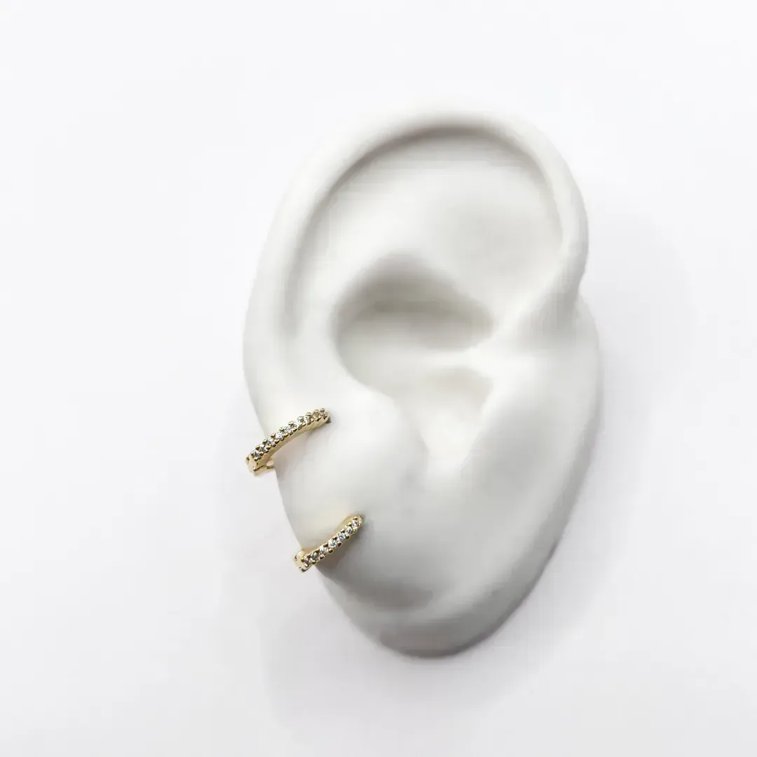 DUPLA ARGOLA MICRO ZIRCONIAS CRISTAL