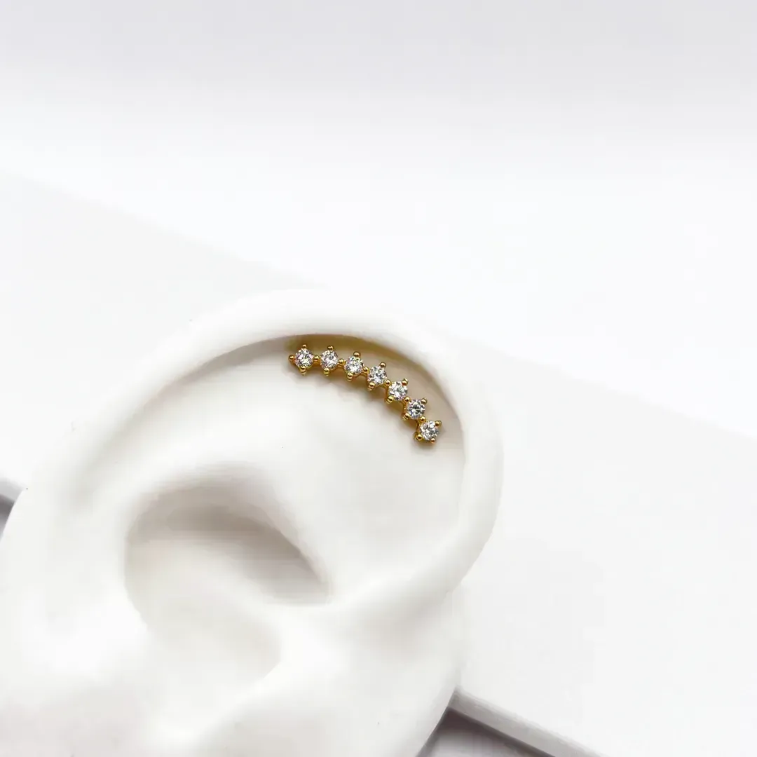 PIERCING EM AÇO INOX/TUGSTÊNIO PARA FURO - 7 PEDRINHAS