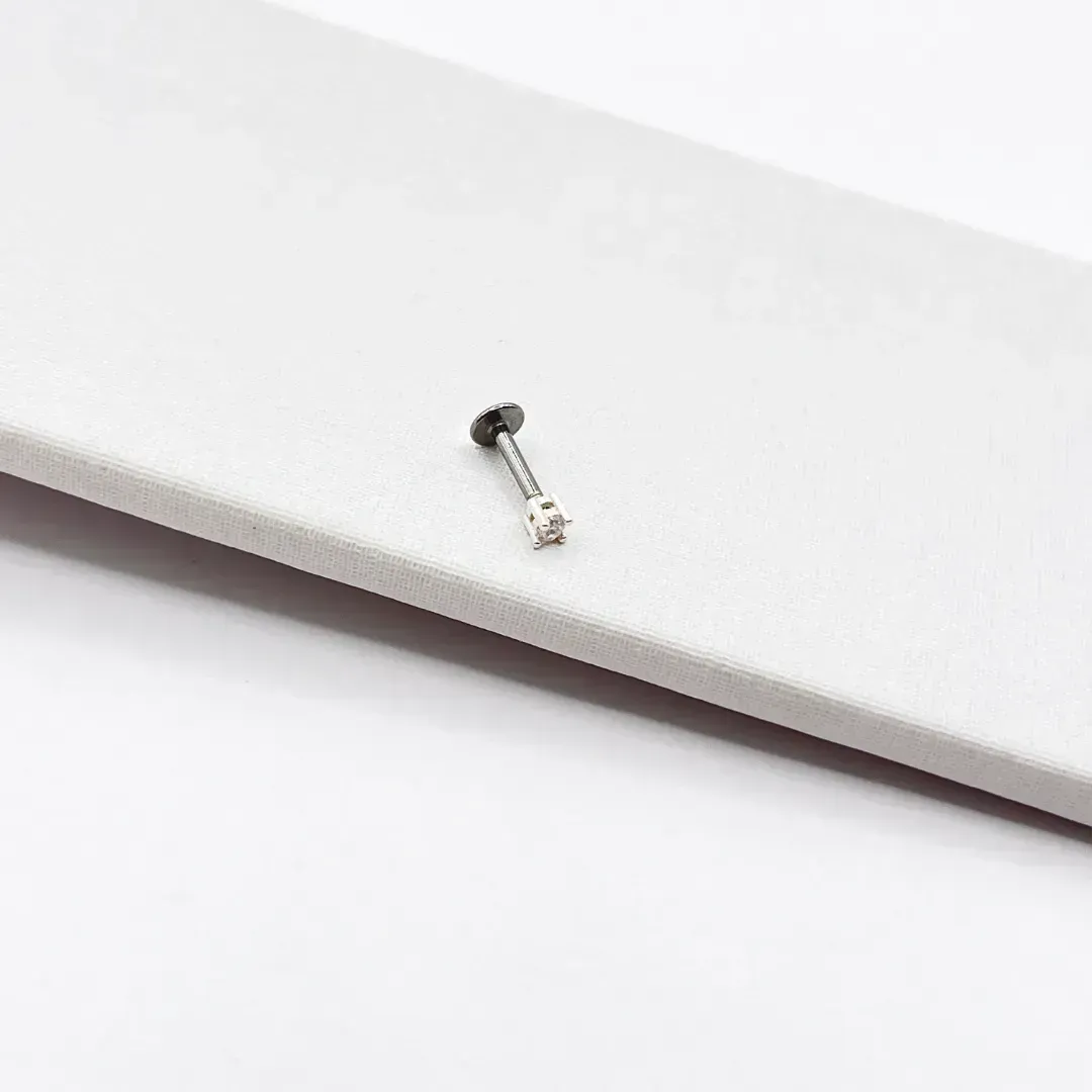 PIERCING PRATA925 COM BASE EM AÇO INOX PARA FURO PONTO DE LUZ