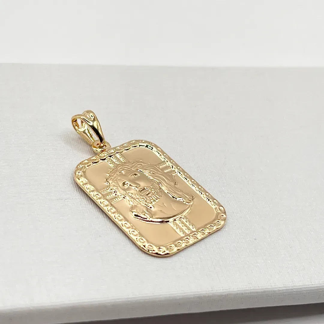 PINGENTE MEDALHA QUADRADA ROSTO JESUS CRISTO