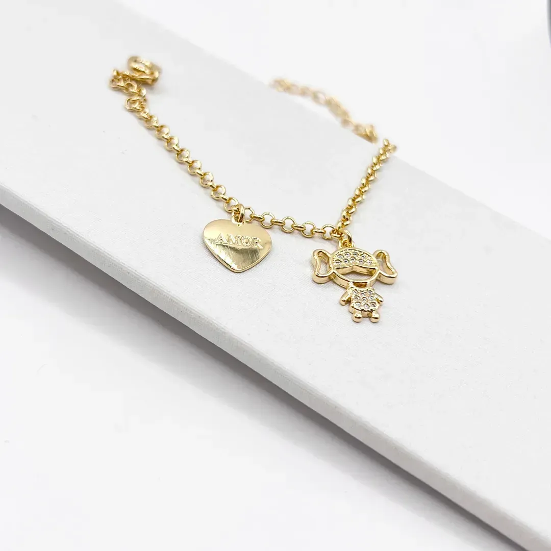 PULSEIRA 1 MENINA E CORAÇÃO ESCRITO AMOR