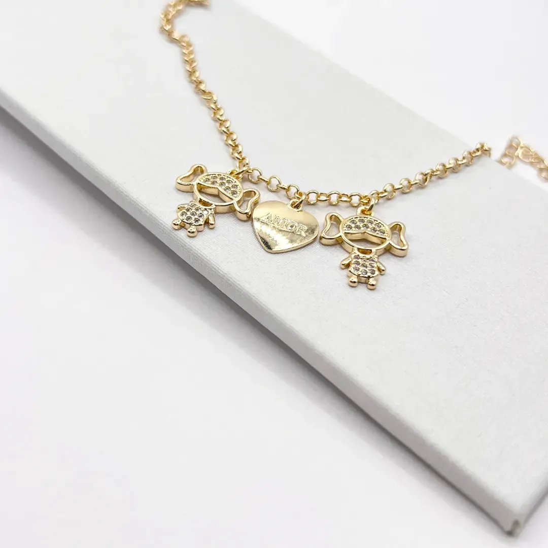 PULSEIRA 2 MENINAS E CORAÇÃO ESCRITO AMOR
