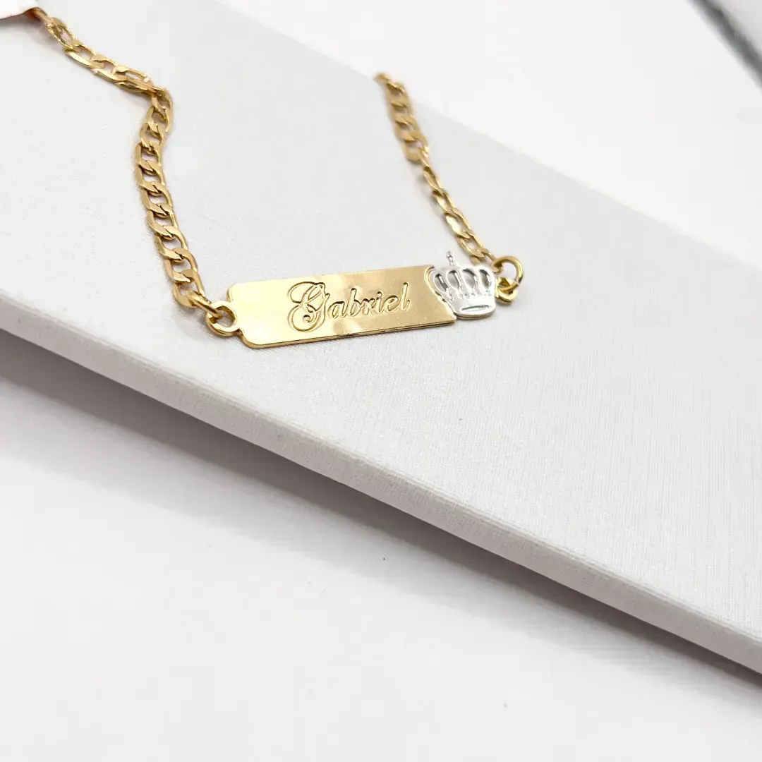 PULSEIRA INFANTIL DE NOME COM COROA - GABRIEL