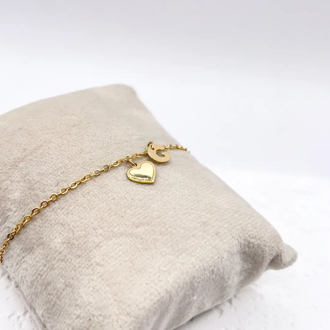 PULSEIRA LETRINHA COM CORAÇÃO CHAPA - G