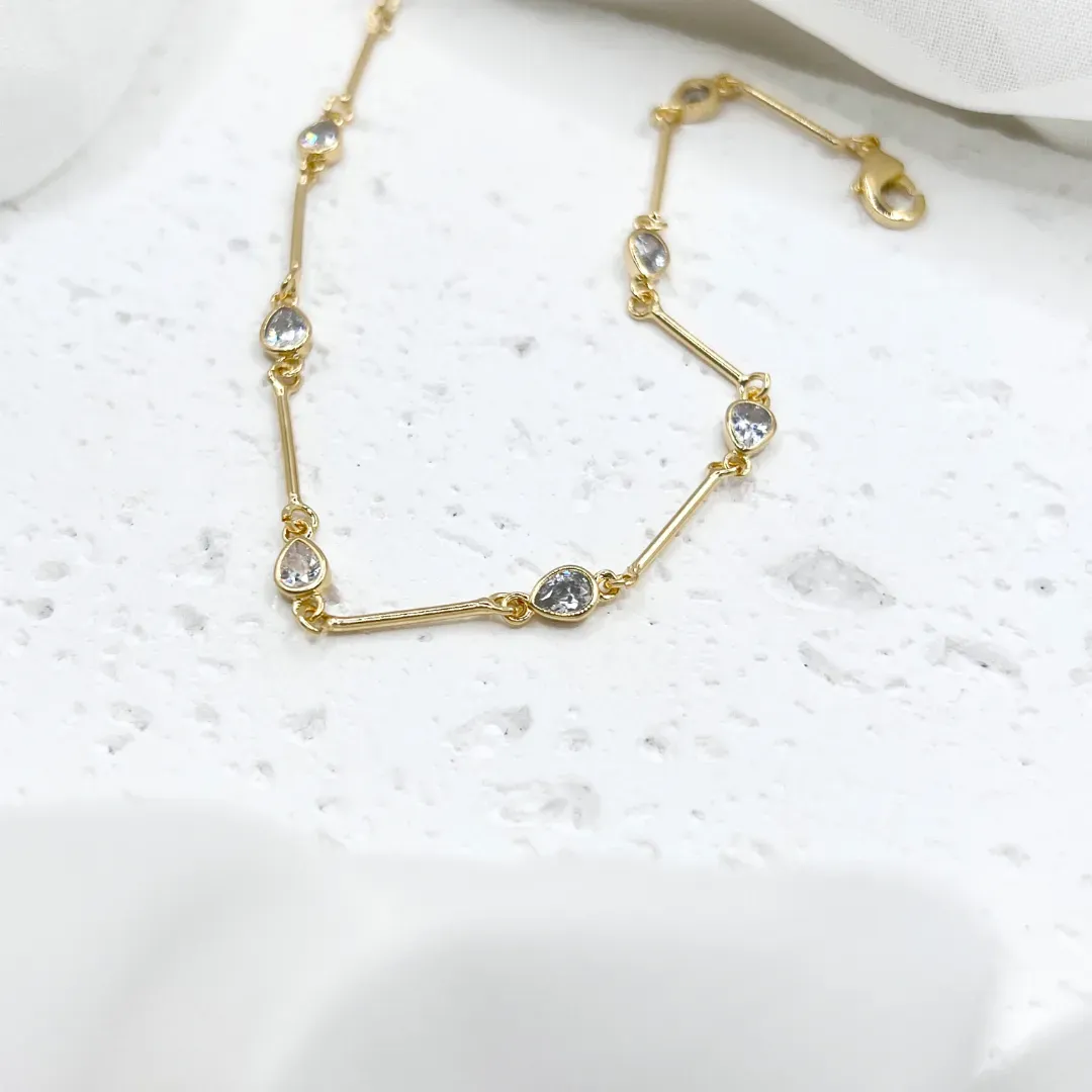 PULSEIRA PALITOS E GOTAS EM ZIRCONIA CRISTAL
