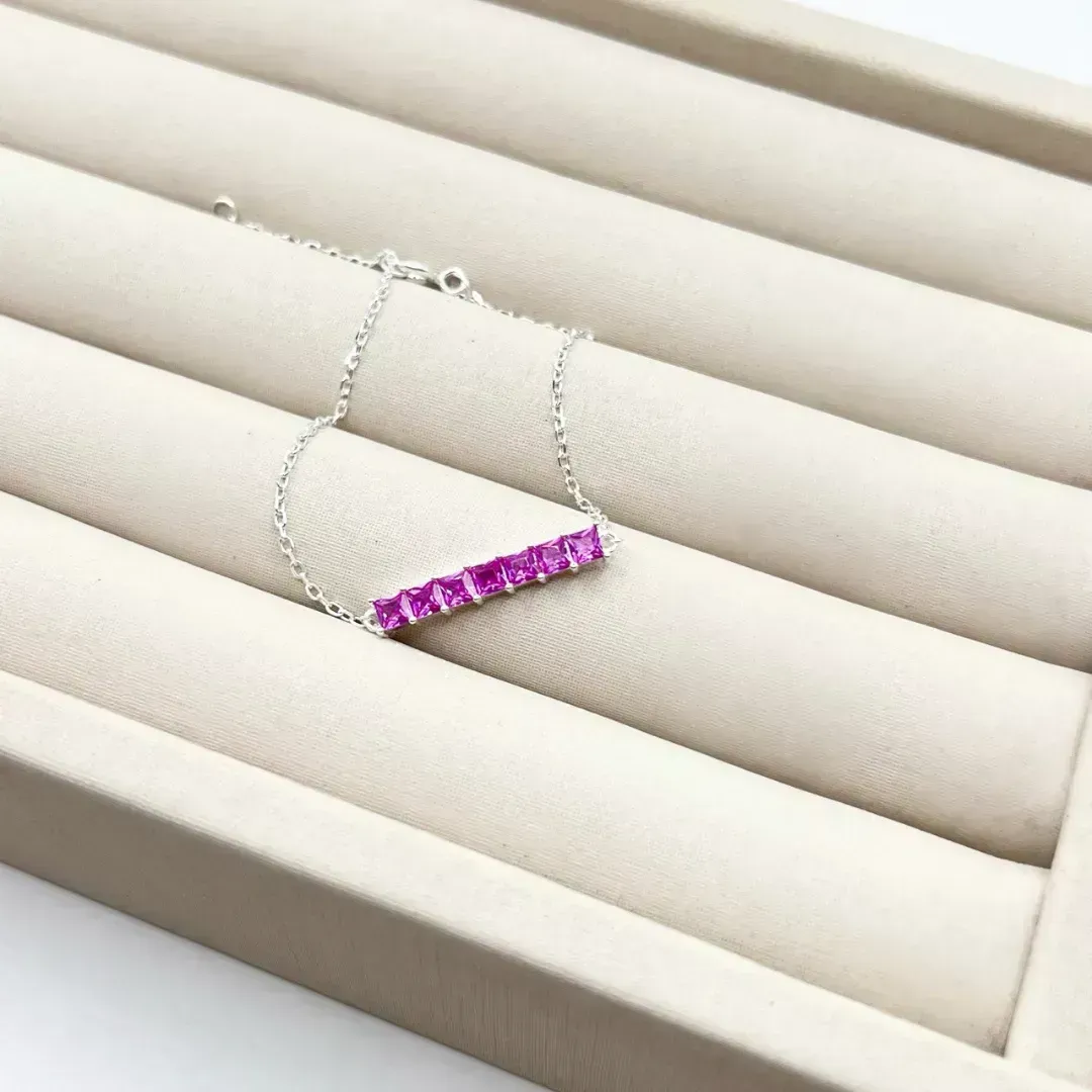 PULSEIRA PRATA925 PEDRAS PINK