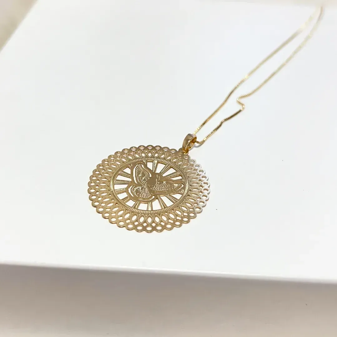COLAR MEDALHA 3,5CM DIVÍNO ESPÍRITO SANTO