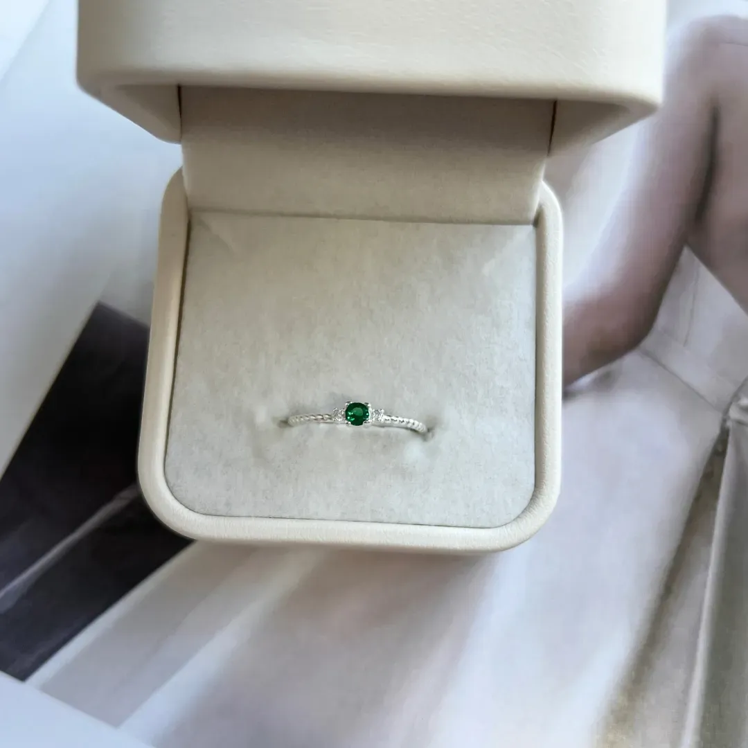ANEL PRATA925 SOLITÁRIO PEDRA VERDE ESMERALDA