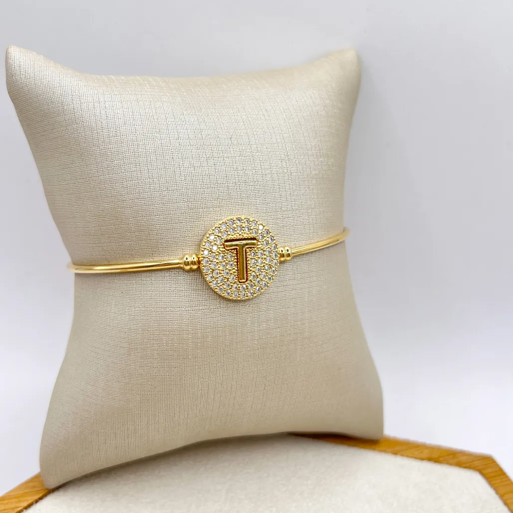 BRACELETE LETRA COM ENCAIXE CRAVEJADO - T