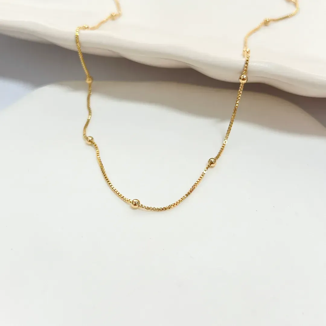 COLAR CHOKER VENEZIANA E BOLINHA  40CM