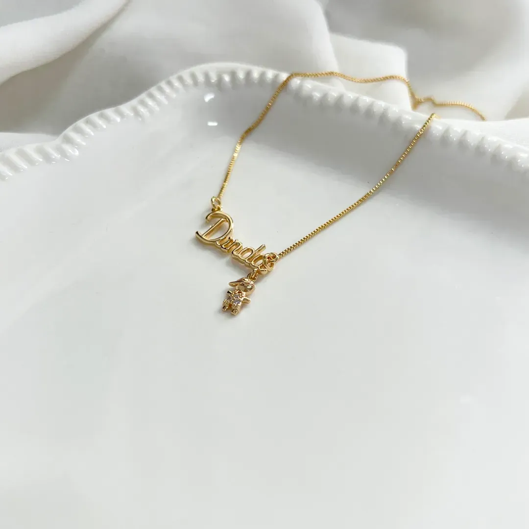 COLAR DINDA COM 1 MENINO ZIRCONIA CRISTAL
