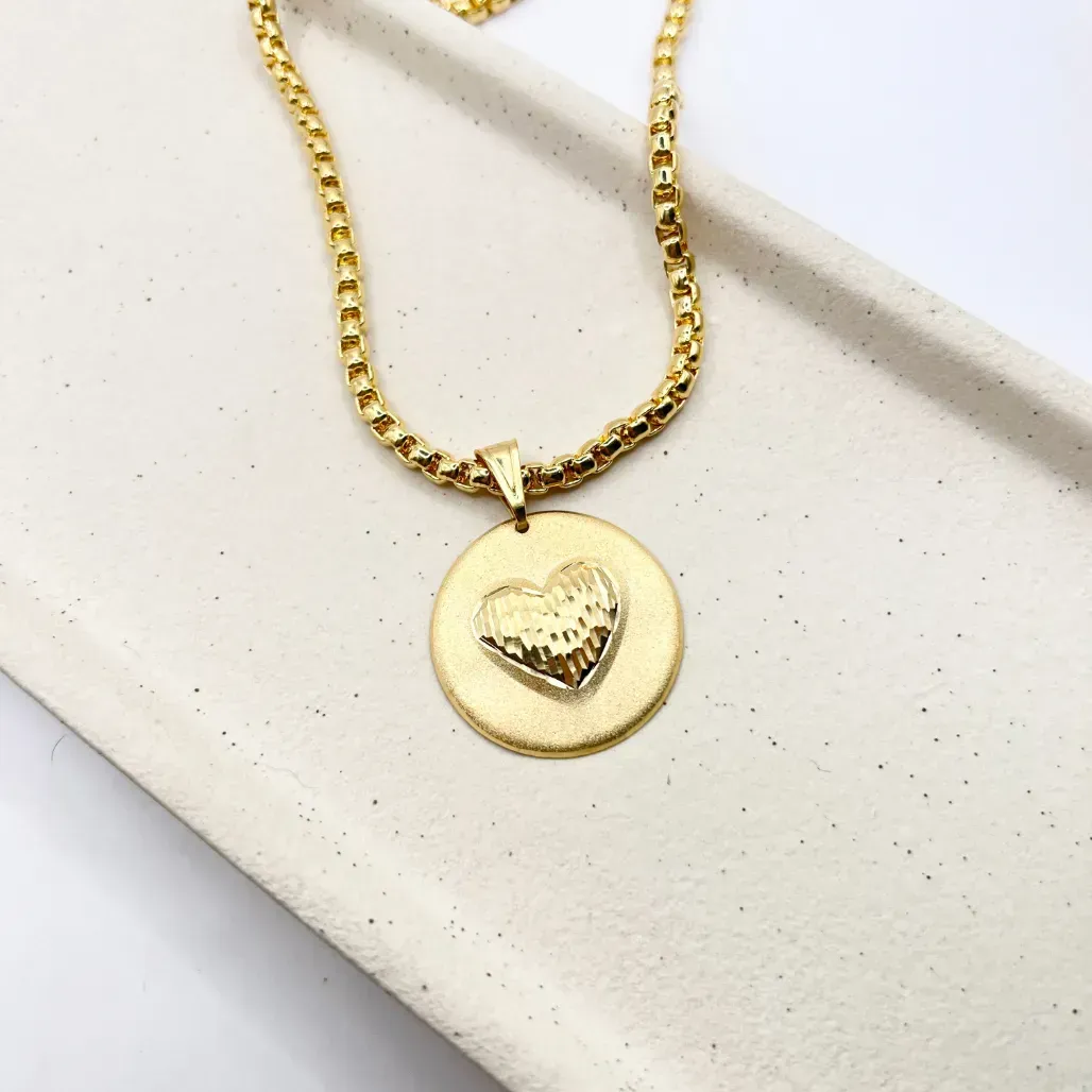 COLAR ELOS ENCAIXE COM MEDALHA DE CORAÇÃO DIAMANTADA 50CM + 5CM EXTENSOR