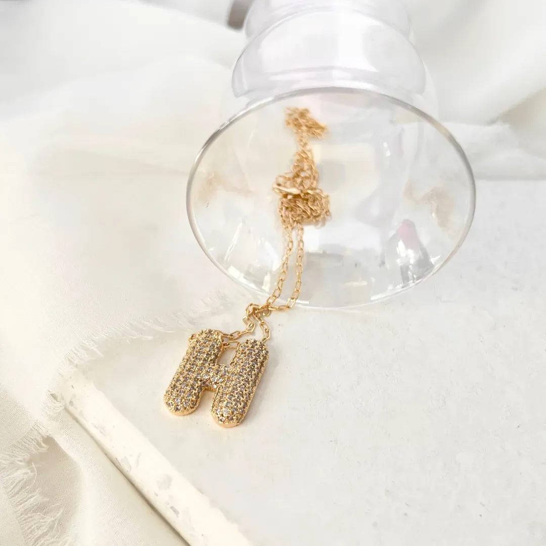 COLAR LETRA BUBBLE CRAVEJADA 2,5CM 50CM - H