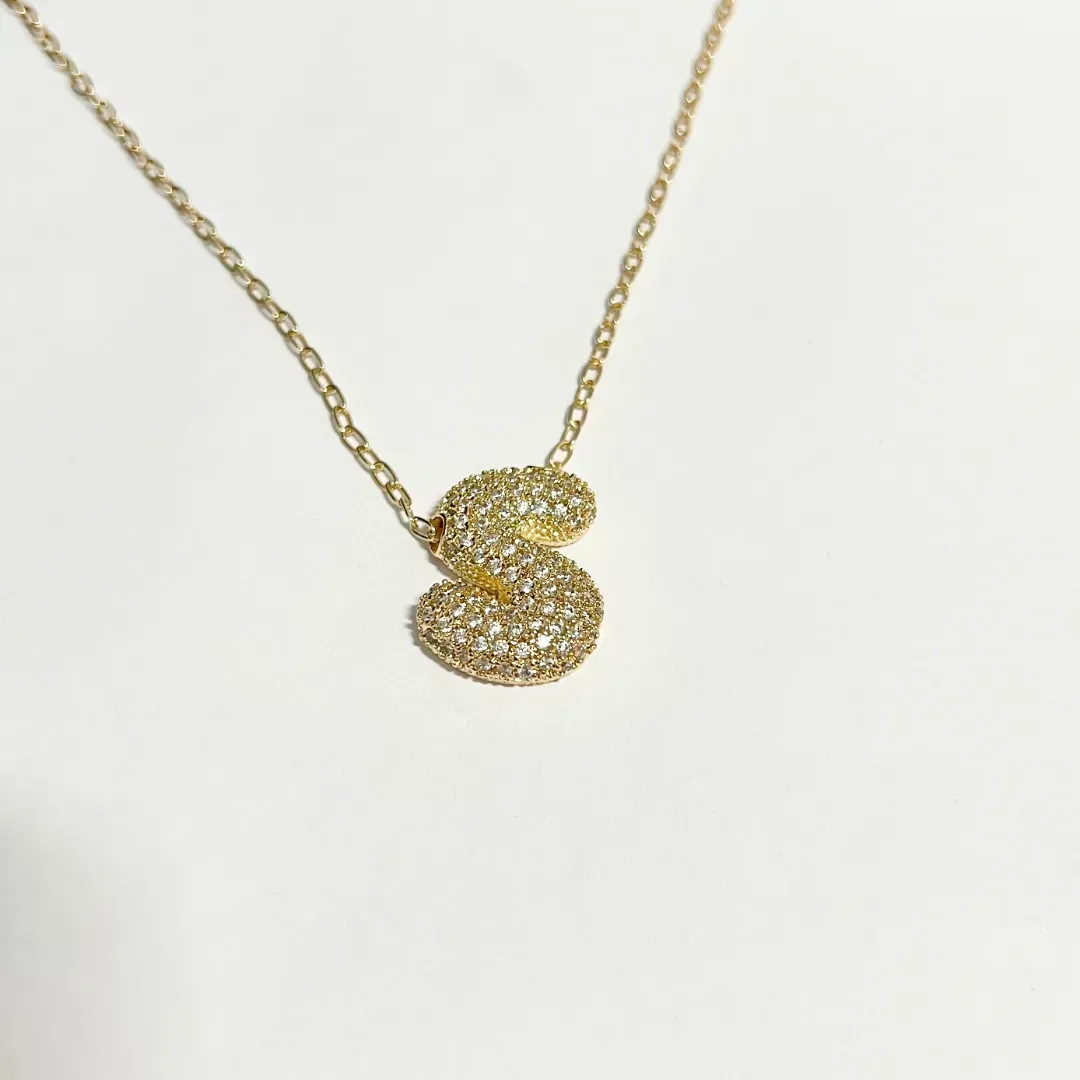 COLAR LETRA BUBBLE CRAVEJADA 2,5CM 50CM - S
