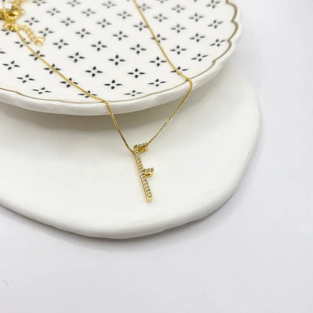COLAR LETRA LONGA DE MICRO ZIRCONIAS - F