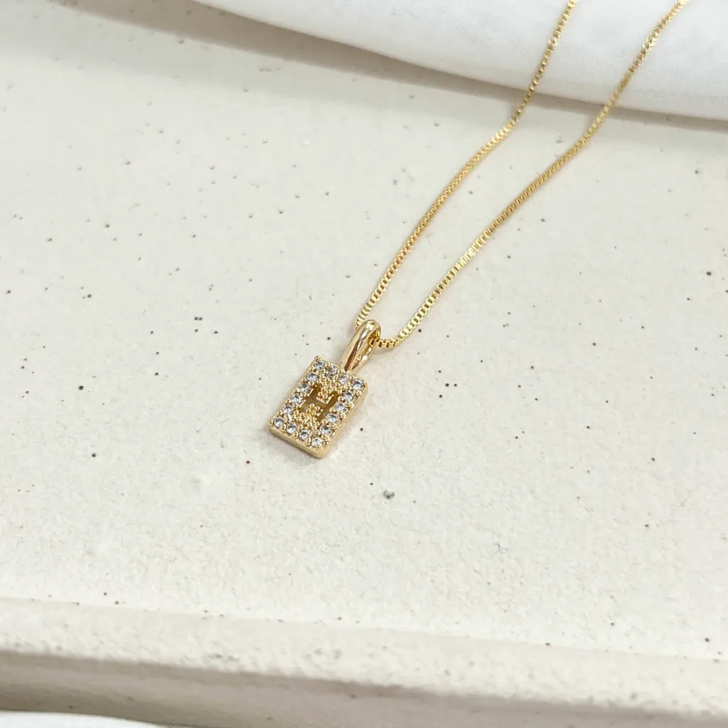 COLAR LETRA MINI MEDALHA CRAVEJADA COM LETRA - H