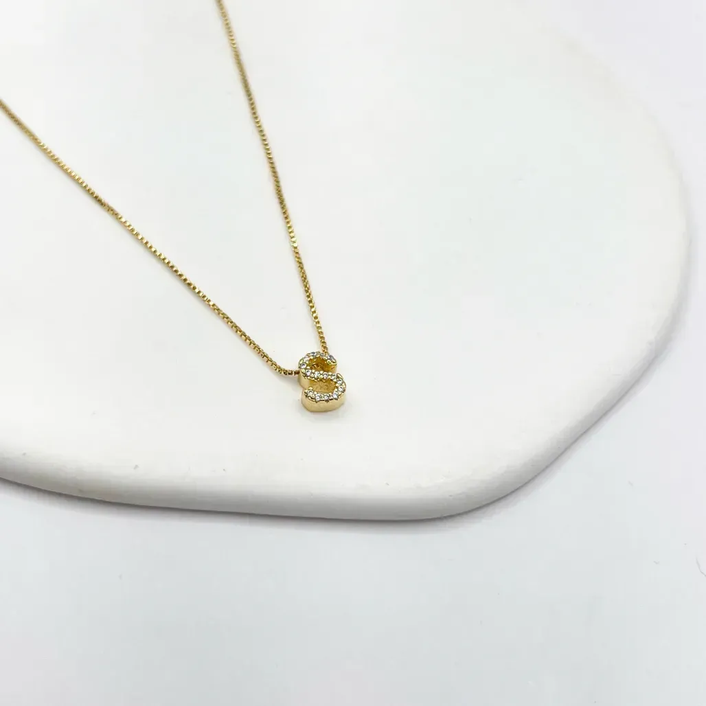 COLAR MINI LETRA CRAVEJADA MICRO ZIRCONIAS - S