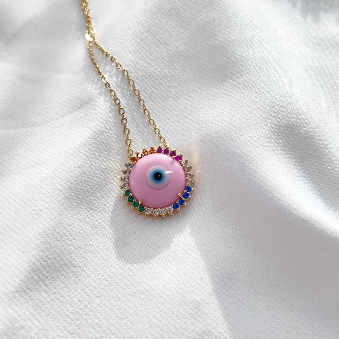 COLAR OLHO GREGO ROSA