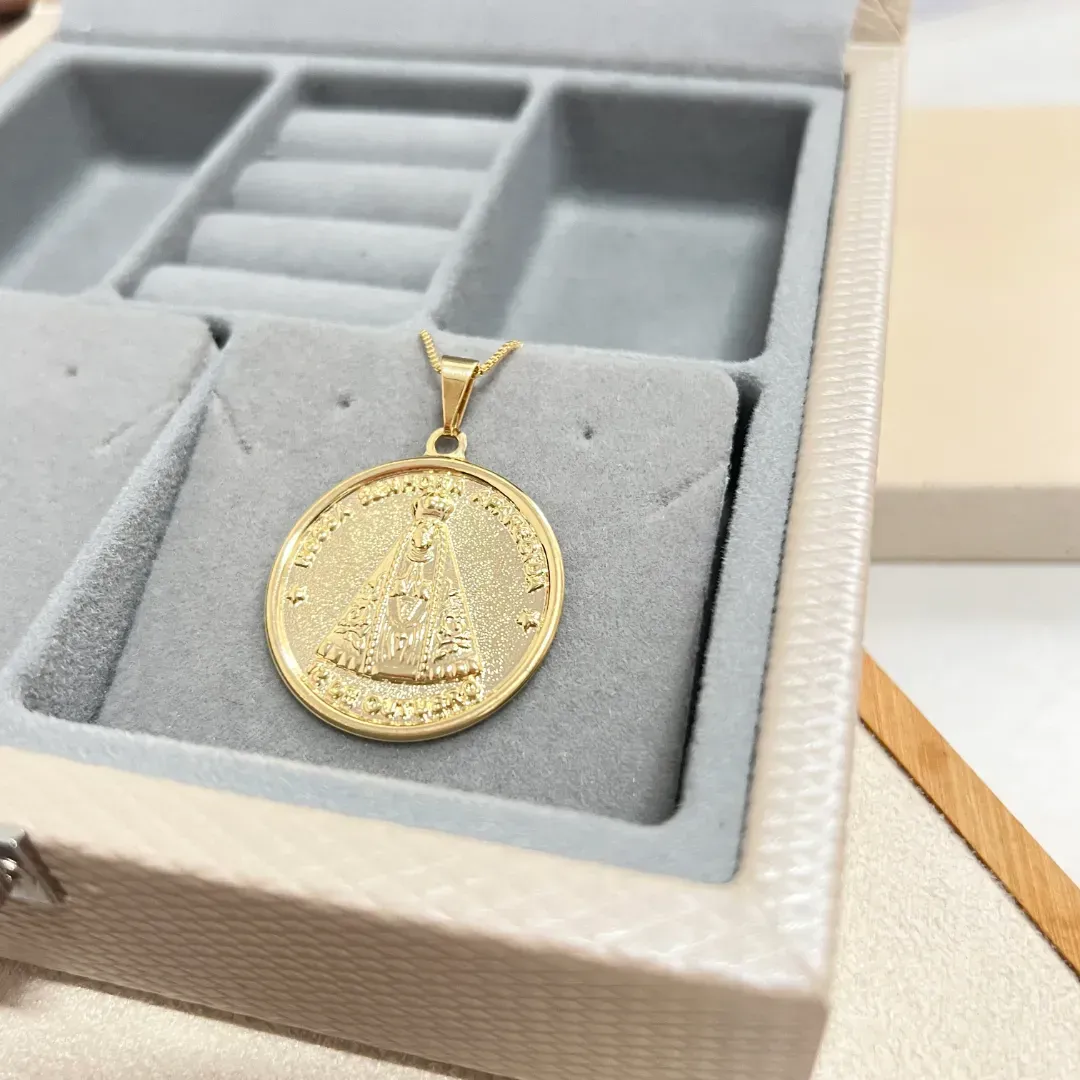 COLAR PINGENTE MEDALHA NOSSA SENHORA APARECIDA - 12 DE OUTUBRO