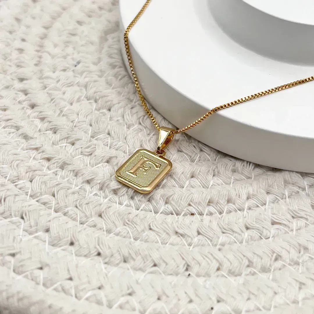 COLAR PINGENTE MINI 1X1 MEDALHA DE LETRA - F