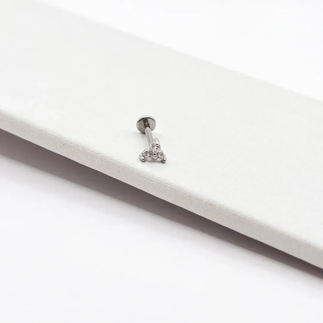 PIERCING EM AÇO INOX PARA FURO - 3 PEDRINHAS